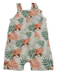 Nové - bílé laclové kraťasy s kokosy a listy a kapsou PRIMARK