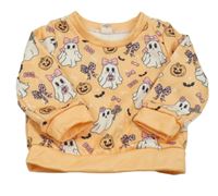 Světleoranžová mikina s duchy a dýněmi SHEIN