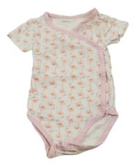 Bílo-světlerůžové zavinovací body s plameňáky ORCHESTRA