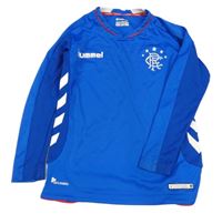 Cobaltově modro-safírové funkční sportovní triko s logem hummel