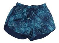 Tmavomodro-modrozelené vzorované plážové kraťasy 