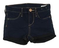 Tmavomodré teplákové riflové kraťasy H&M