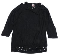 Černá oversize tunika s flitry a volnými rameny C&A