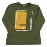 Khaki triko s potiskem PRIMARK