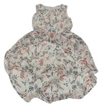 Smetanové šifonové šaty s kytičkami H&M