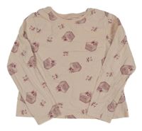 Světlepudrové crop triko s dortíky a mašlemi PRIMARK