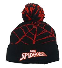 Černá čepice s pavučinou a bambulí - Spiderman Matalan