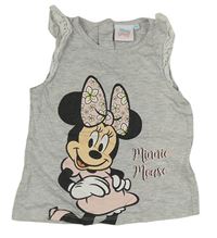 Šedé melírované tričko s Minnie Disney