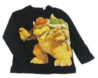 Černé triko s Bowserem - Mario H&M