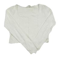 Bílé žebrované crop triko H&M