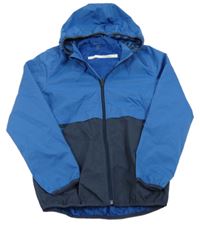 Modro-tmavomodrá šusťáková jarní bunda s kapucí Manor