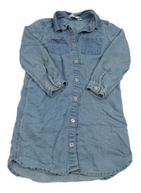Modré riflové propínací košilové šaty H&M