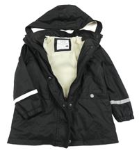 Černá nepromokavá lehce zateplená bunda s kapucí Primark