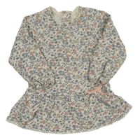 Smetanová květovaná tepláková šatová tunika Sfera