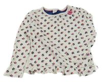 Smetanové květované triko s mašlí Miniclub