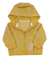 Nové - Žlutá květovaná propínací mikina s kapucí St. Bernard