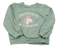 Zelenošedá mikina s jednorožcem Topolino