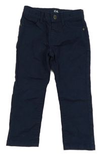 Tmavomodré plátěné slim kalhoty C&A