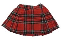 Červeno-černo-šedá kostkovaná vlněná sukně Next