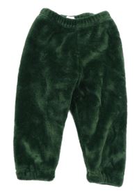 Tmavozelené chlupaté tepláky Shein