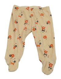 Béžové květované sametové polodupky