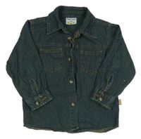 Tmavomodro-zelená riflová košile