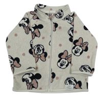 Béžová melírovaná puntíkatá fleecová propínací mikina s Minnie H&M