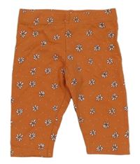 Cihlové puntíkaté capri legíny s květinami Primark