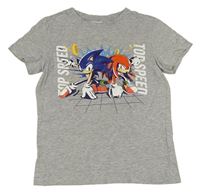 Šedé melírované tričko se Sonicem