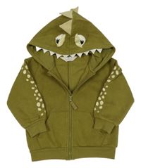 Zelená propínací mikina s kapucí - dinosaurus H&M