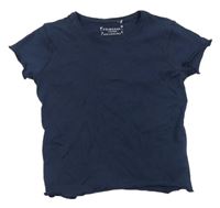 Tmavomodré žebrované crop tričko PRIMARK