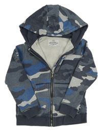 Šedo-modrá propínací army mikina s kapucí M&S