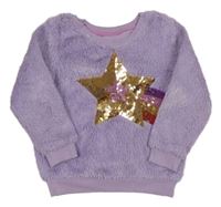 Fialová chlupatá podšitá mikina s kometou z flitrů Nutmeg