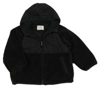 Černá huňatá zateplená bunda s kapucí Zara