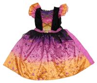 Kostým - růžovo-oranžovo-černé šaty s hvězdičkami F&F