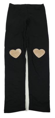 Černé legíny se srdíčky H&M