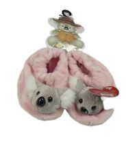 Nové - růžové plyšové bačkory s medvídky 