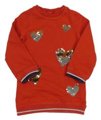 Červené teplákové šaty se srdíčky z flitrů S. Oliver