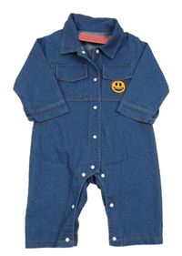 Nové - modrý riflový overal se smajlíkem 
