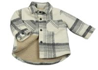 Bílo-šedá kostkovaná zateplená košilová bunda F&F