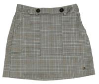 Šedá kostkovaná sukně s kapsami 