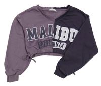 Fialová crop mikina s nápisem Matalan