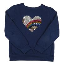 Tmavomodrá mikina se srdcem z flitrů Yigga