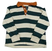Smetanovo-tmavozelené pruhované polo triko Primark