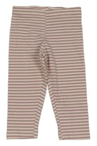 Růžovo-smetanové pruhované crop legíny H&M