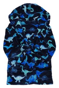 Tmavomodrý chlupatý župan s dinosaury a kapucí Firetrap