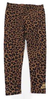 Hnědo-černé leopardí legíny s logem Nike