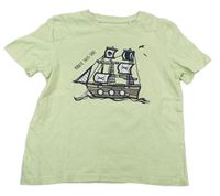 Zelenkavé tričko s pirátskou lodí Topolino
