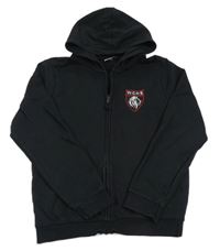 Černá propínací mikina s výšivkou a kapucí zn.tu