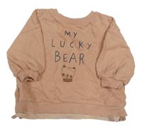 Růžová mikina s medvědem a nápisem Next